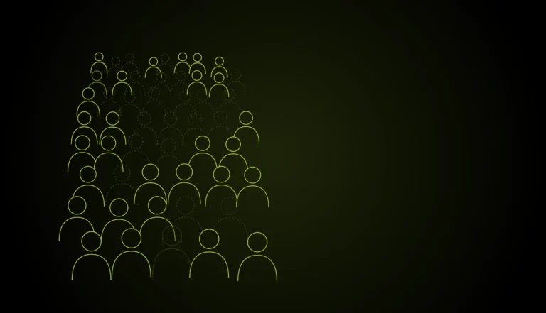 Refresh My Brand crowd illustration in lime on black