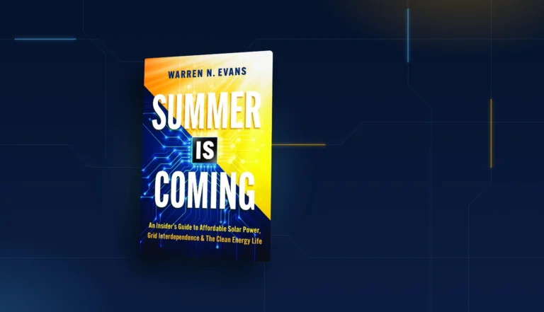 Summer Is Coming book by Warren N. Evans on a glowing circuit board background