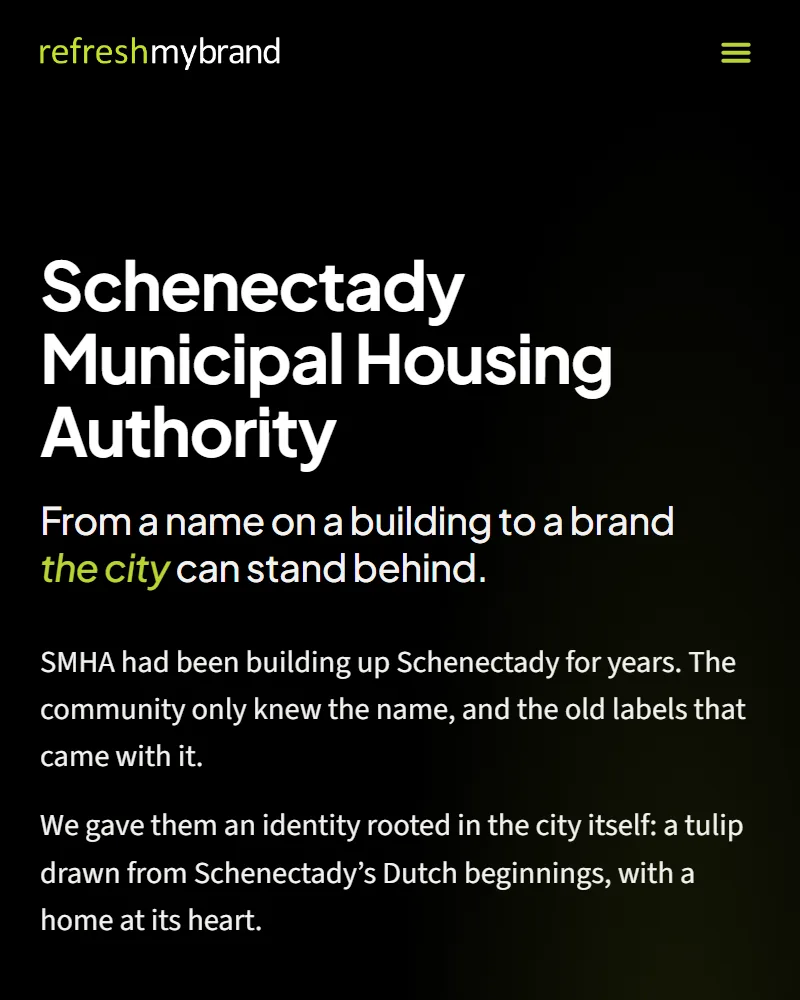A Refresh My Brand client case study on a phone