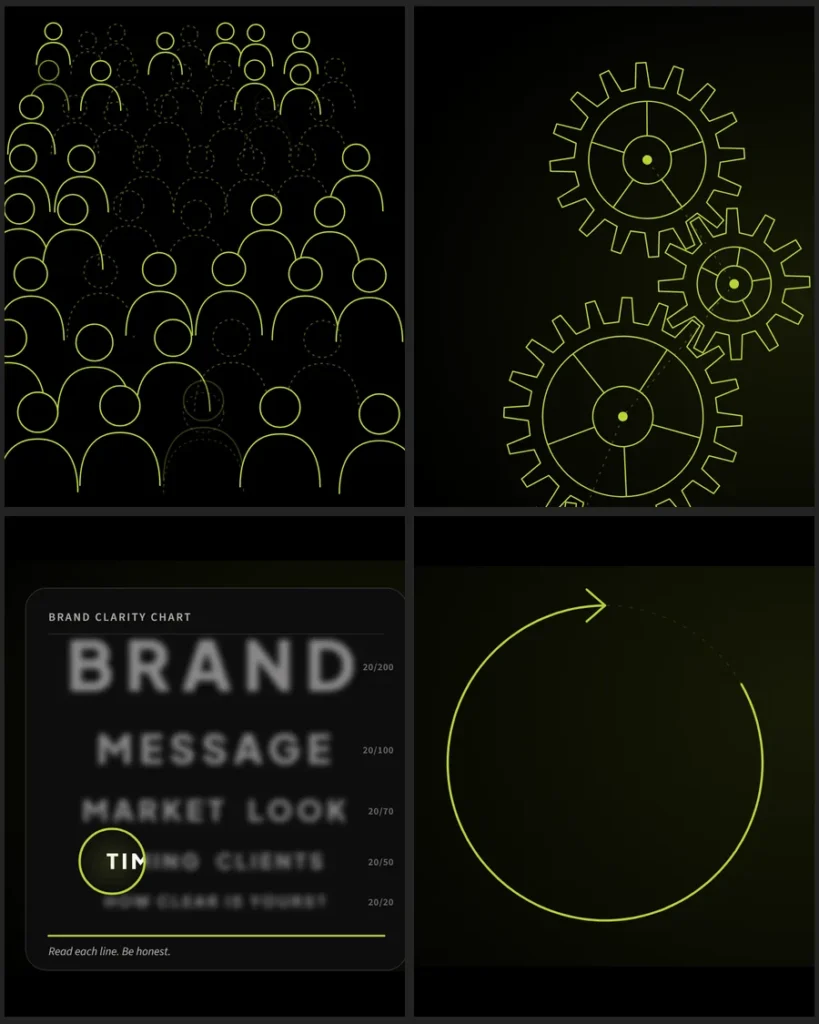 Custom animated illustrations from the Refresh My Brand website